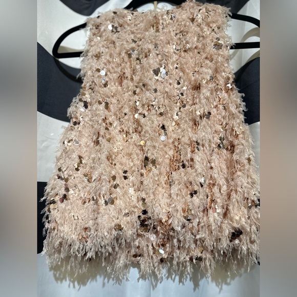 Zara Beige Sequin Crop Top - Picture 2 of 2